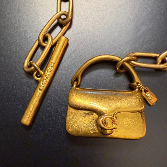 🎉HP!🎉Coach Tabby Purse Charm Brass Link Bracelet - Picture 12 of 12